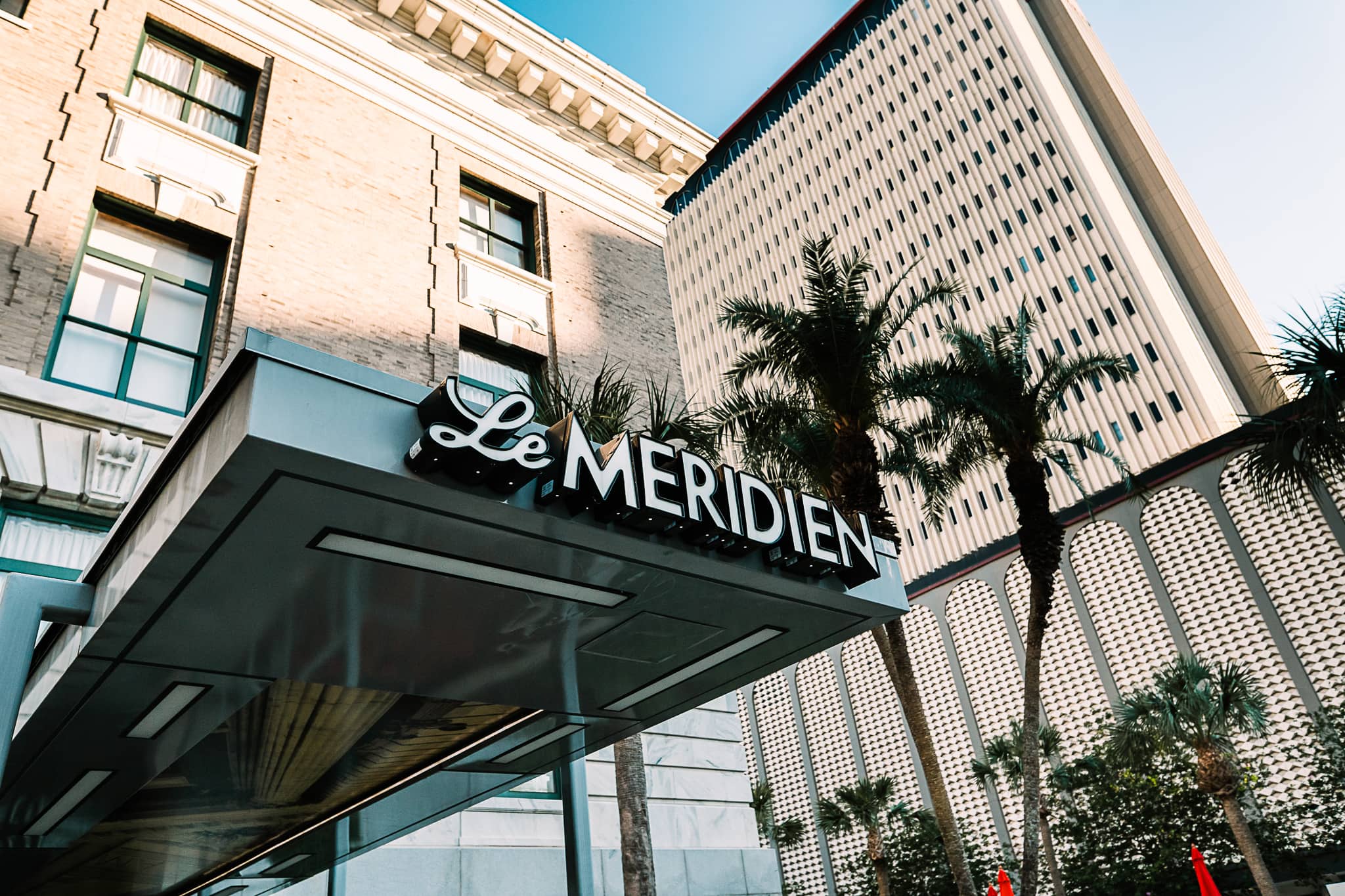 Front of the Le Meridien Hotel and tampa wedding venue