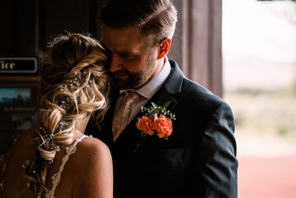 an intimate moment during a first looking wedding