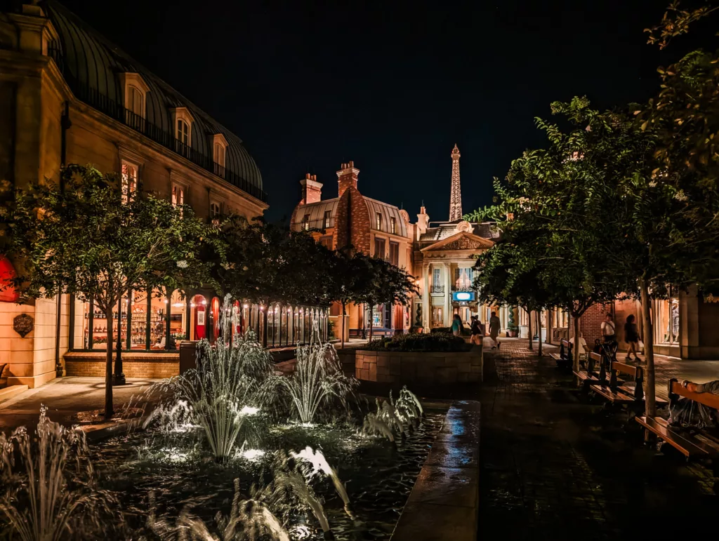 The France Pavillion in Epcot At Night